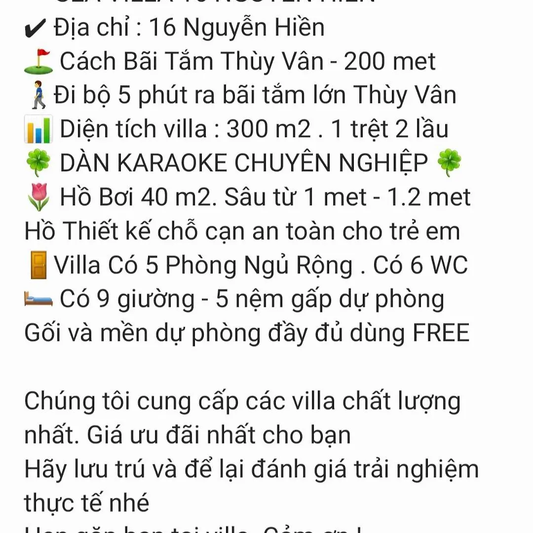 Villa 16 Nh - Di Bo Ra Bien Thuy Van 200 Met - Free Bida - Phong Karaoke - Xong Hoi Vung Tau